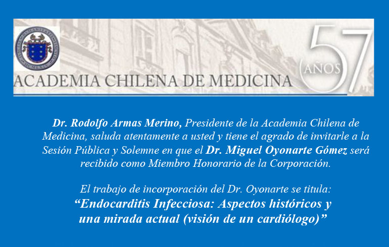 Ceremonia de incorporación como miembro de honorario de la Academia Chilena del Dr. Miguel Oyonarte Gómez