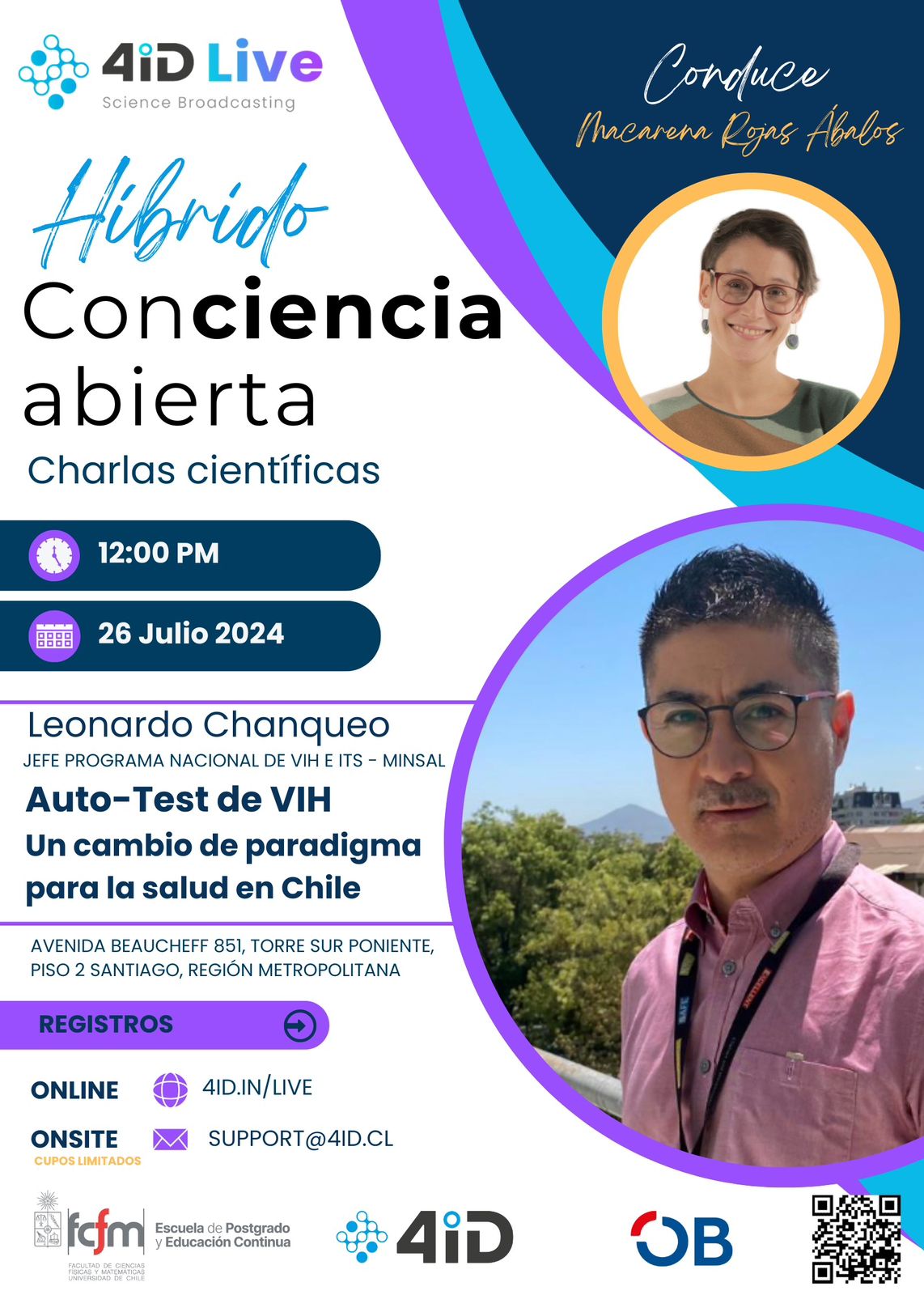 Charlas científicas. Híbrido Conciencia abierta. «Auto-Test de VIH. Un cambio de paradigma para la salud en Chile»