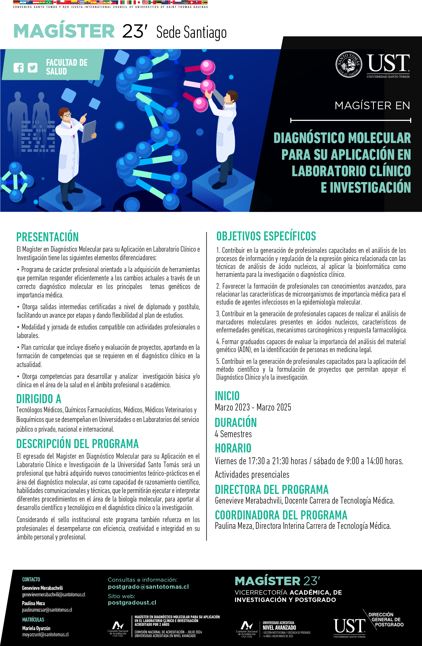 Magister en diagnóstico molecular para su aplicación en laboratorio clínico e investigación