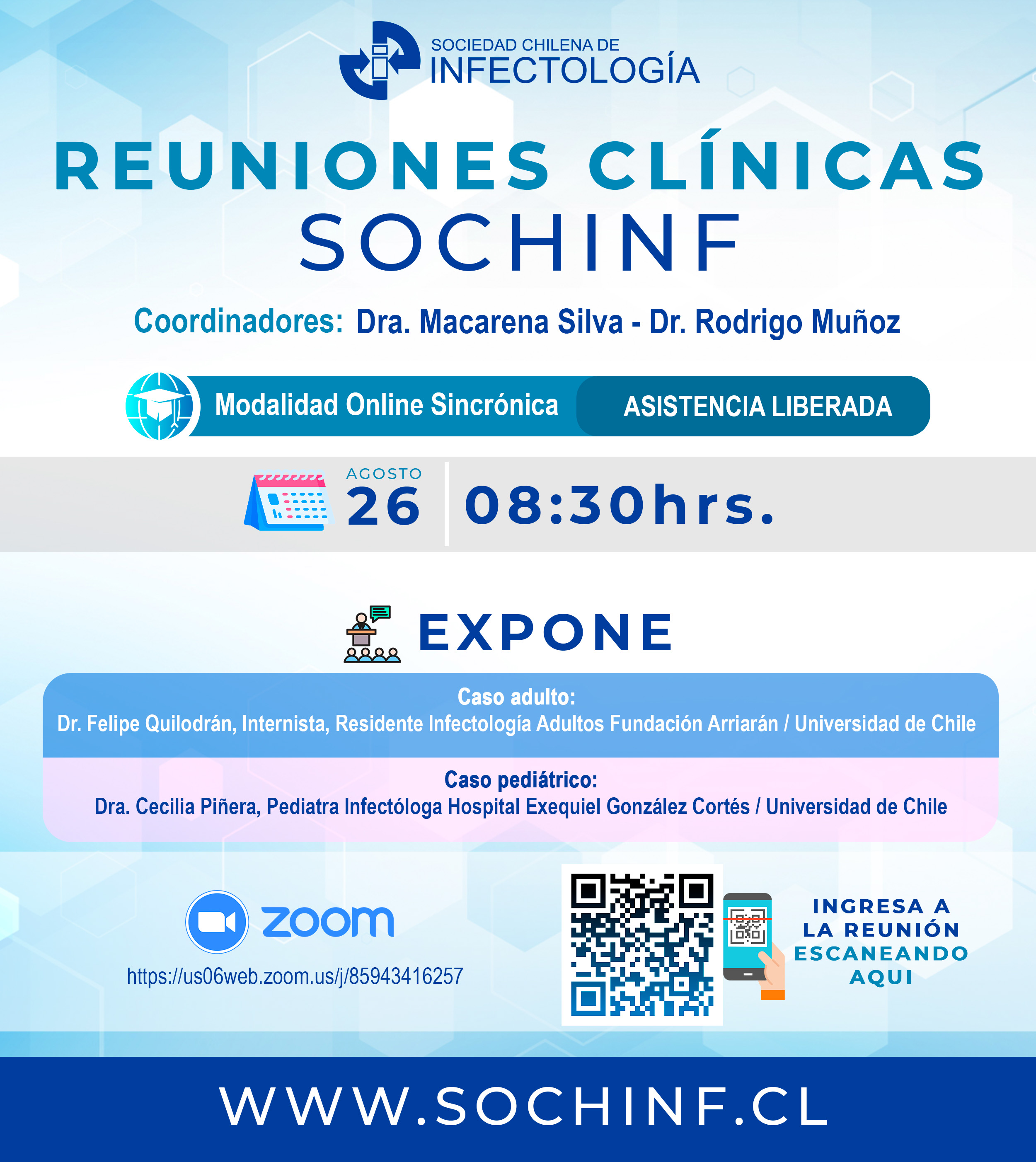 Reuniones Clínicas SOCHINF: Agosto 2025