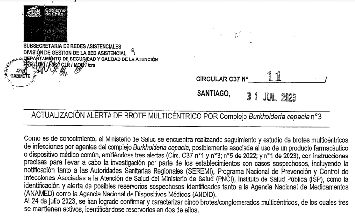 Actualización brote multicéntrico por Burkholderia cepacia complex